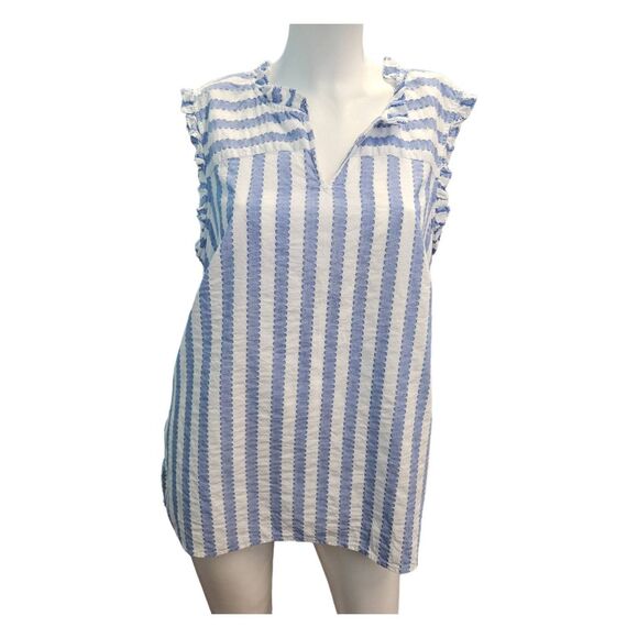 Talbots Blue Striped Top Women's SZ 1X Shell Plus Size Summer - Picture 2 of 9